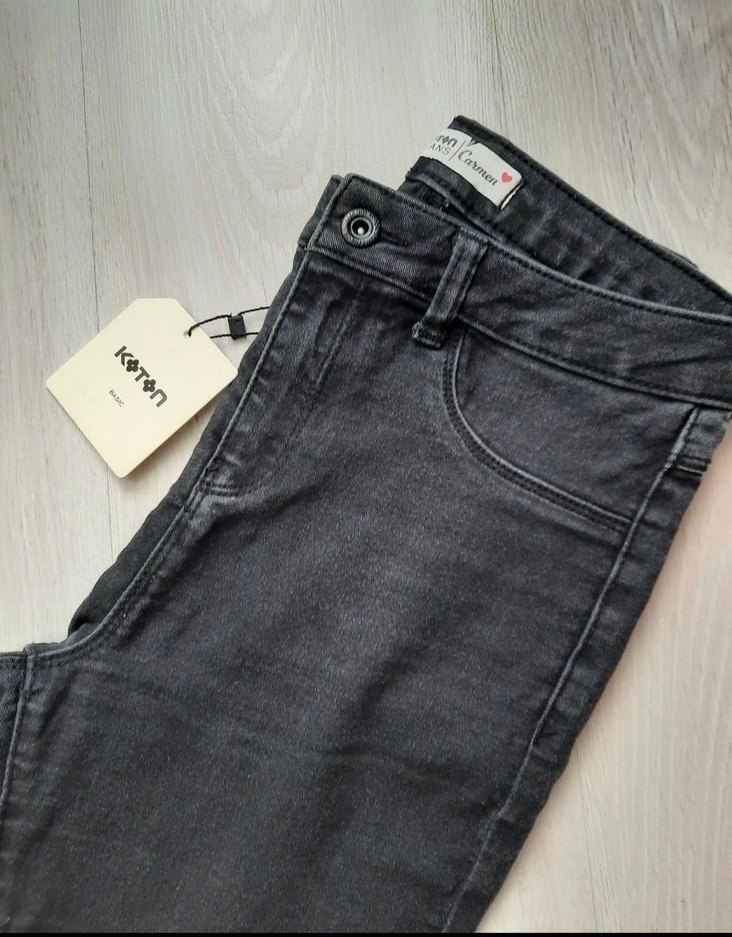 Siyah Midi Kadın Denim Pantolon - Görsel 2