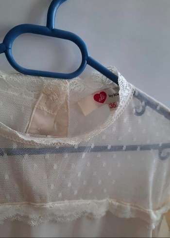 Dantel Detaylı Beyaz Uzun Kollu Kadın Bluz - Görsel 2