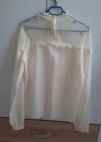 Dantel Detaylı Beyaz Uzun Kollu Kadın Bluz - Görsel 3