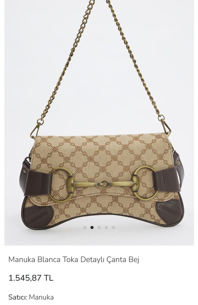 Bej Süet Zincir Detaylı Kadın Çanta - Görsel 2