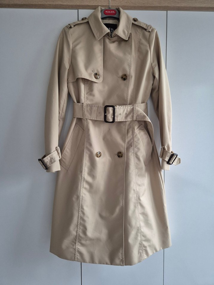 Bej Kemerli Midi Kadın Trençkot - Görsel 2