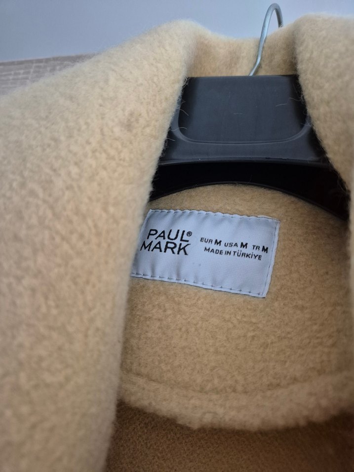 Bej Uzun Düğmeli Kadın Kaban - Görsel 2