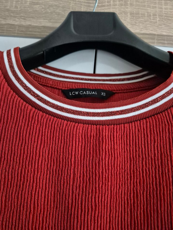 Kırmızı Uzun Kollu Triko Kadın Tunik - Görsel 2