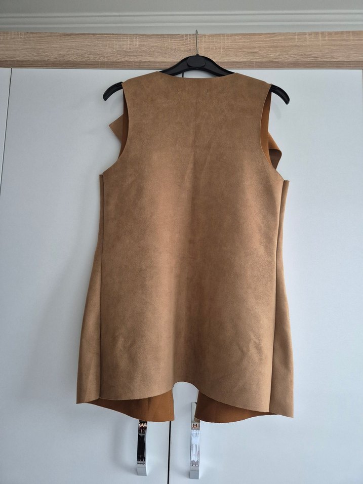 Camel Süet Mini Yelek - Görsel 3