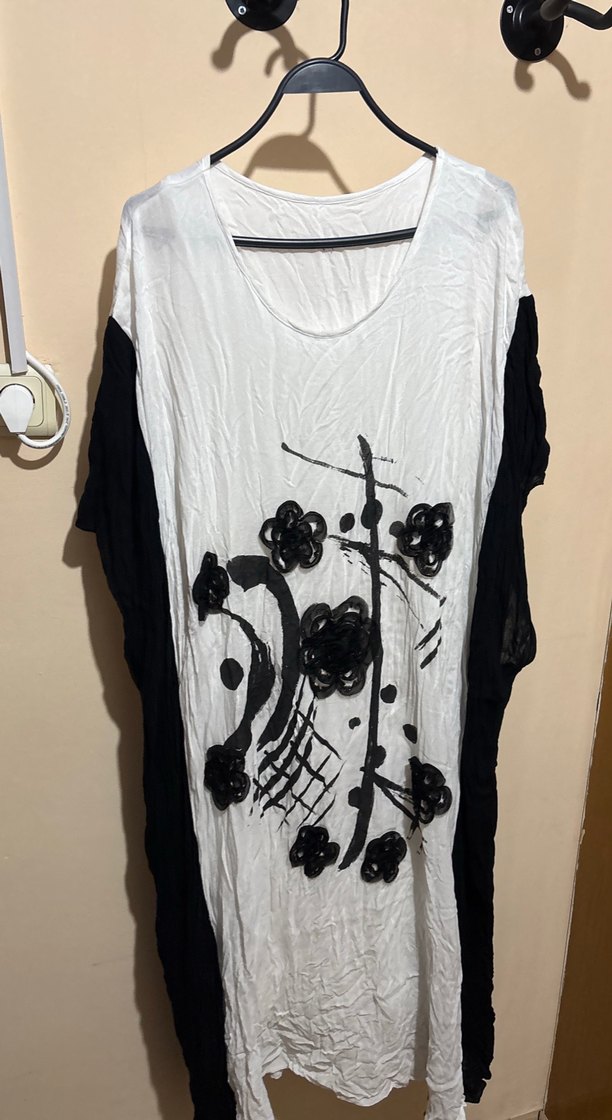 Drapeli Uzun Kollu Beyaz elbise - Görsel 2