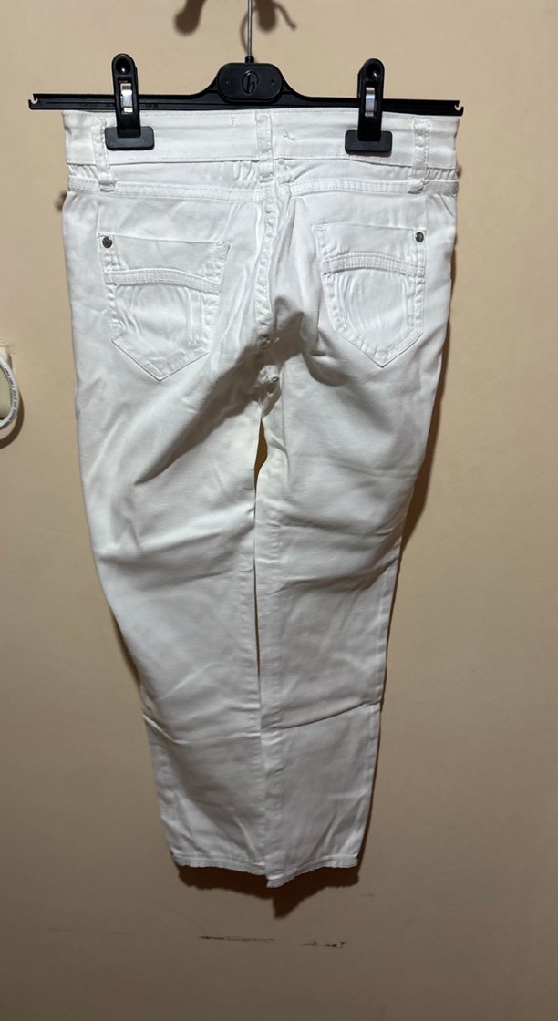 Beyaz Keten 14 Yaş Kemerli Pantolon - Görsel 2