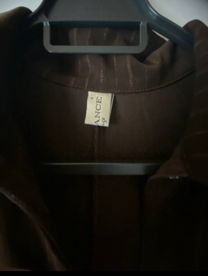 Kadın Kahverengi Uzun Keten Palto - Görsel 4