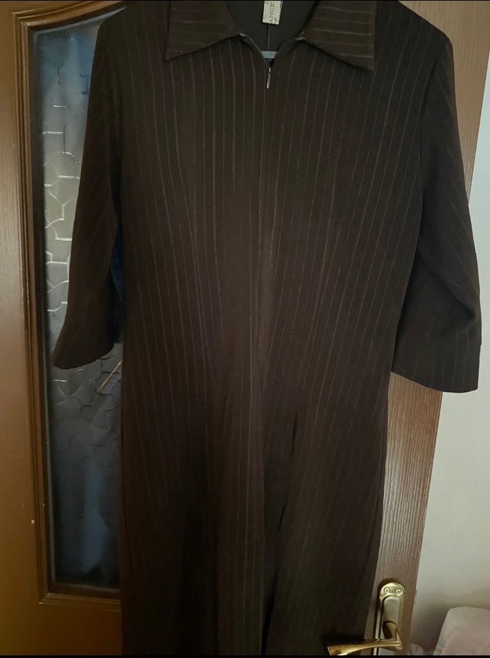 Kadın Kahverengi Uzun Keten Palto - Görsel 2