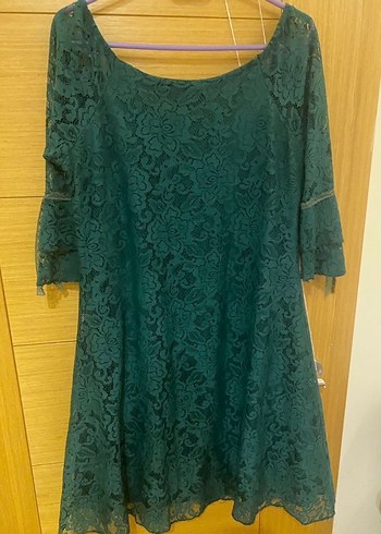 Yeşil Dantel Midi Bohem Elbise - Görsel 2