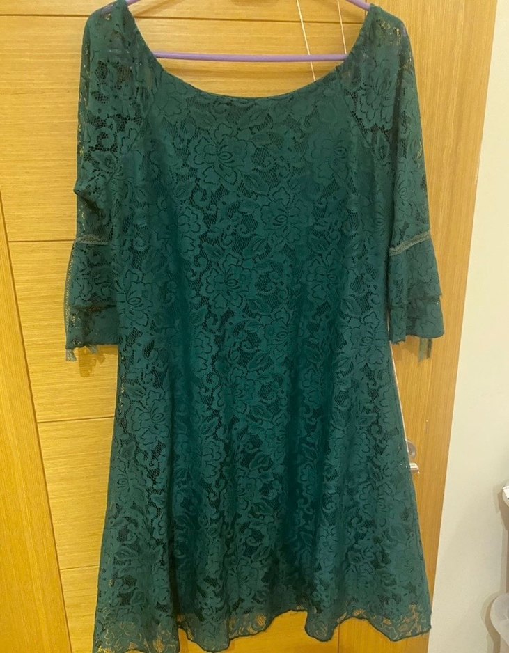 Yeşil Dantel Midi Bohem Elbise - Görsel 2