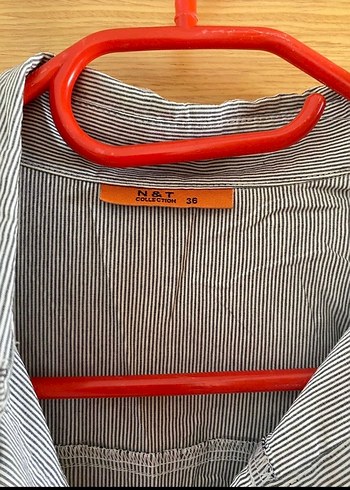 Gri Keten Düğmeli Kadın Gömlek - Görsel 4