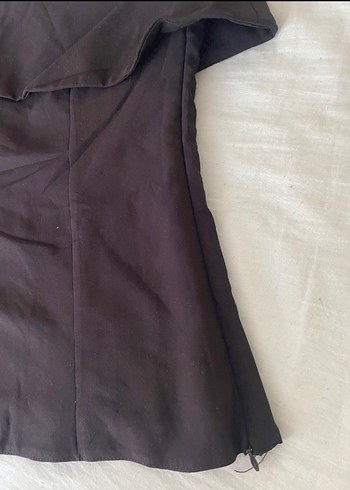 Drapeli Siyah V Yakalı Kadın Bluz - Görsel 2