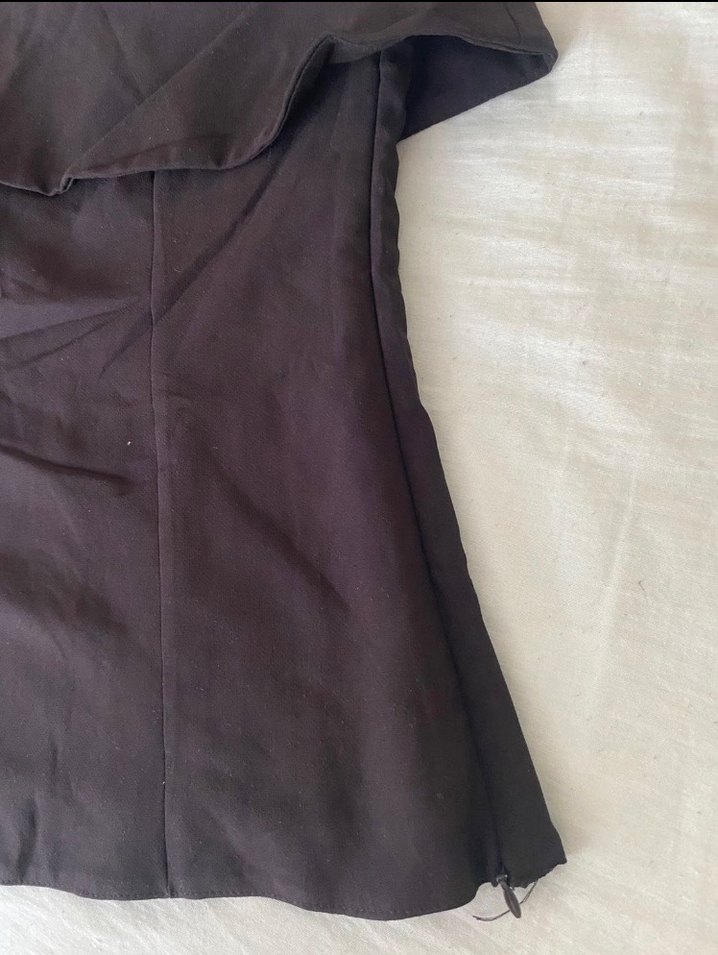 Drapeli Siyah V Yakalı Kadın Bluz - Görsel 2