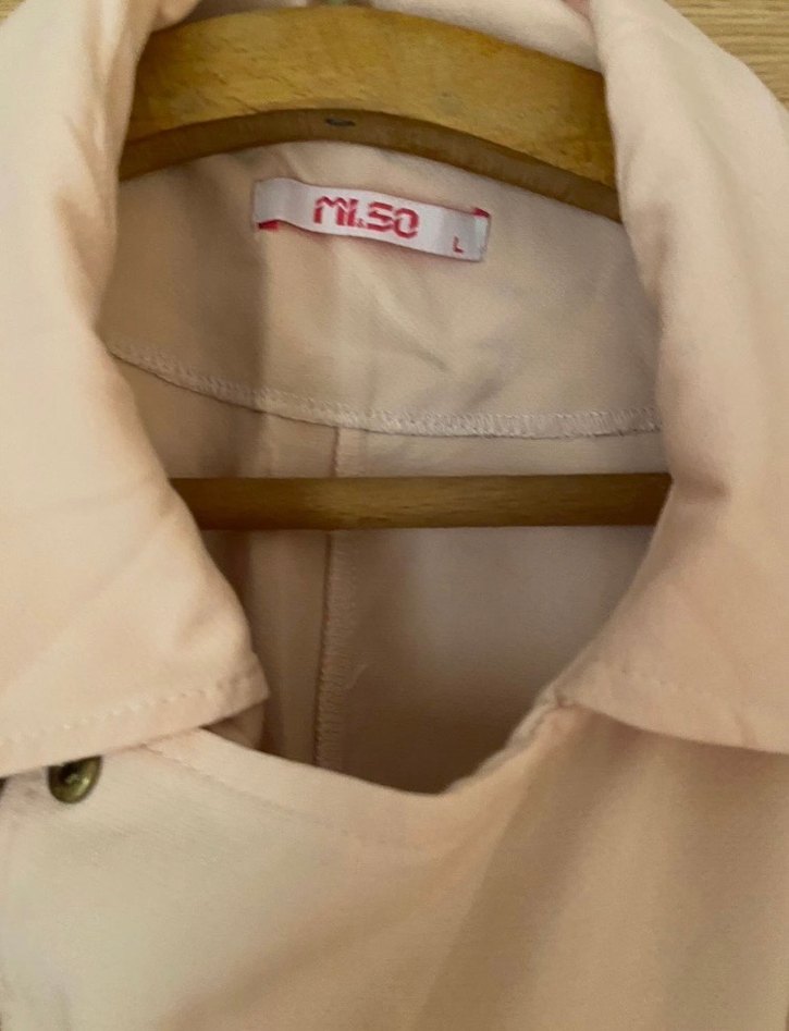 Pembe Midi Kolsuz Fermuarlı Kadın Kaban - Görsel 3