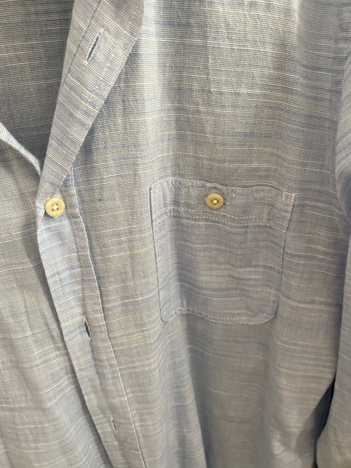 Mavi Keten Erkek Gömlek Uzun Kollu - Görsel 5