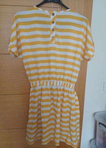 Sarı Çizgili Midi Kadın Elbise - Görsel 2