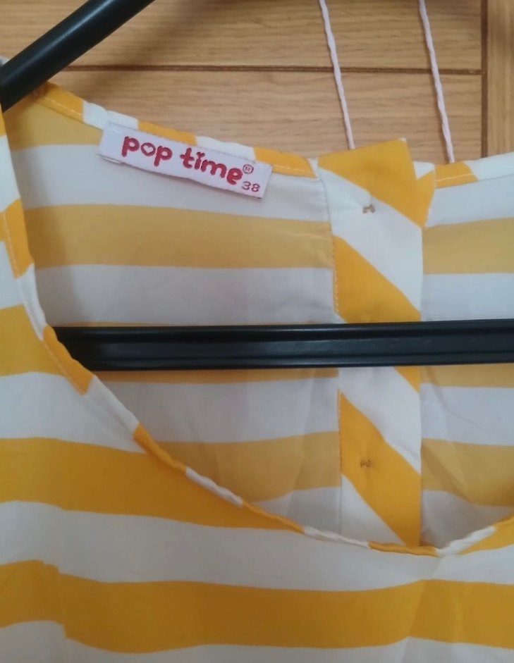 Sarı Çizgili Midi Kadın Elbise - Görsel 3