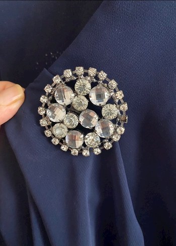 Drapeli Lacivert Uzun Kadın Abiye Elbise - Görsel 5