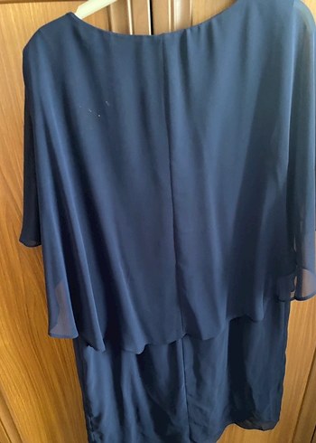 Drapeli Lacivert Uzun Kadın Abiye Elbise - Görsel 2