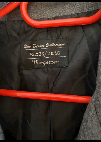 Düğmeli Gri Kısa Denim Blazer - Görsel 3