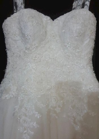 Askısız Beyaz A Kesim Uzun Gelinlik - Görsel 2