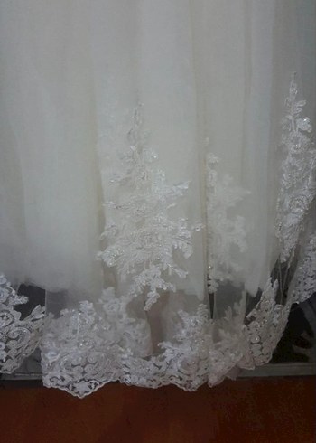 Askısız Beyaz A Kesim Uzun Gelinlik - Görsel 3