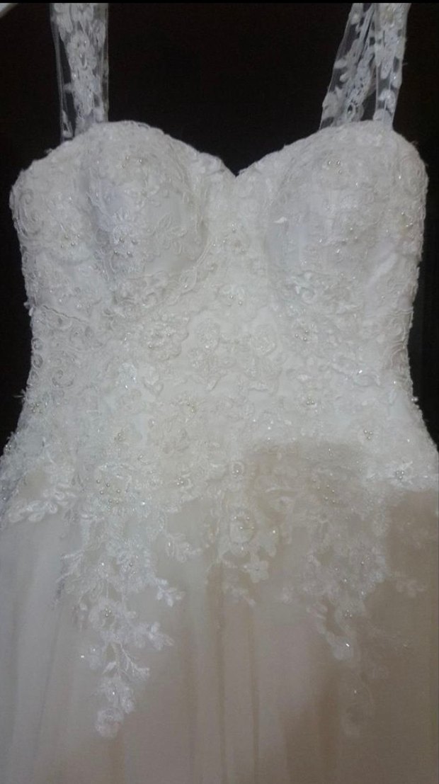 Askısız Beyaz A Kesim Uzun Gelinlik - Görsel 2