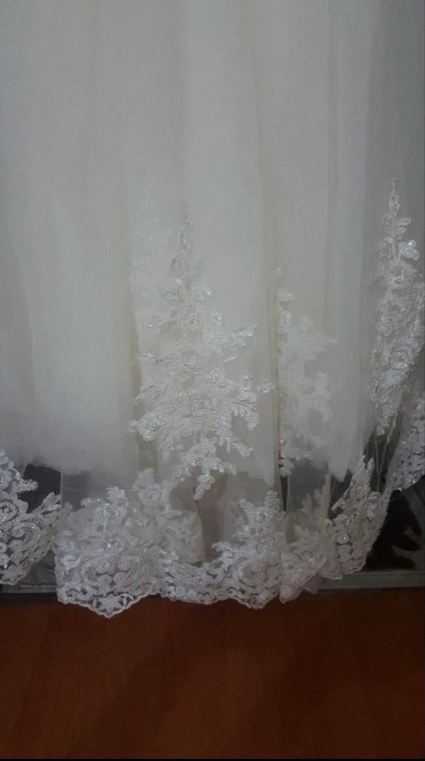 Askısız Beyaz A Kesim Uzun Gelinlik - Görsel 3