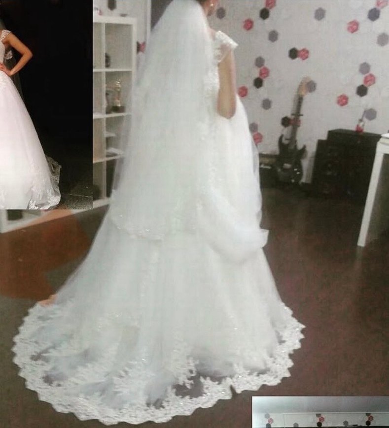 Askısız Beyaz A Kesim Uzun Gelinlik - Görsel 4