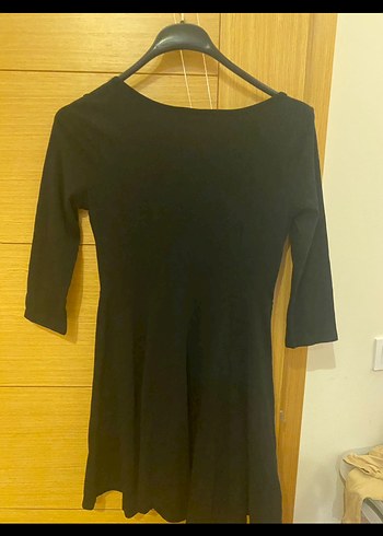 Siyah V Yaka Uzun Kollu Midi Elbise - Görsel 2