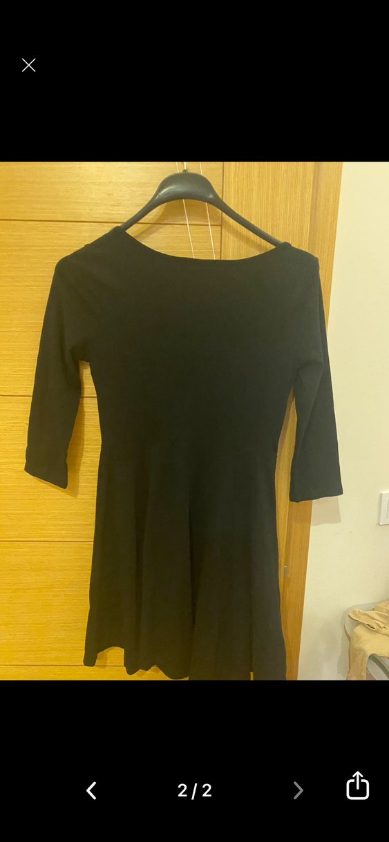 Siyah V Yaka Uzun Kollu Midi Elbise - Görsel 2