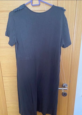 V Yaka Fırfırlı Midi Lacivert Elbise - Görsel 2