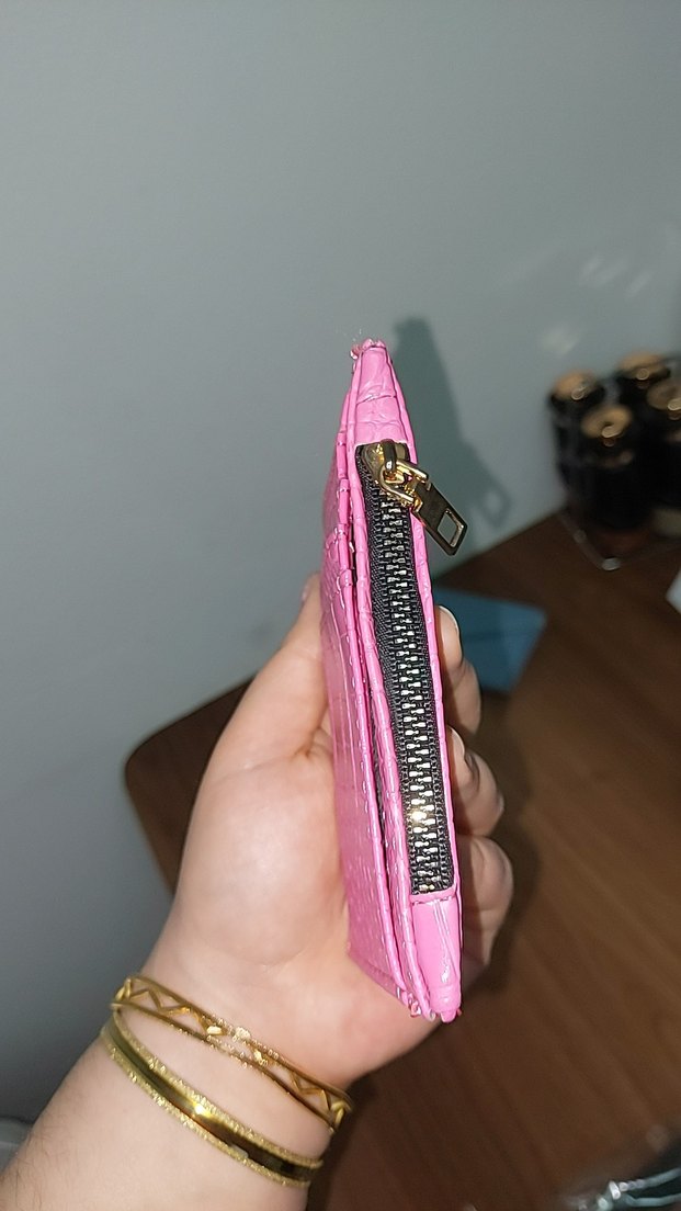 Mor Parlak Deri Fermuarlı Kadın Cüzdanı Kartlık - Görsel 5