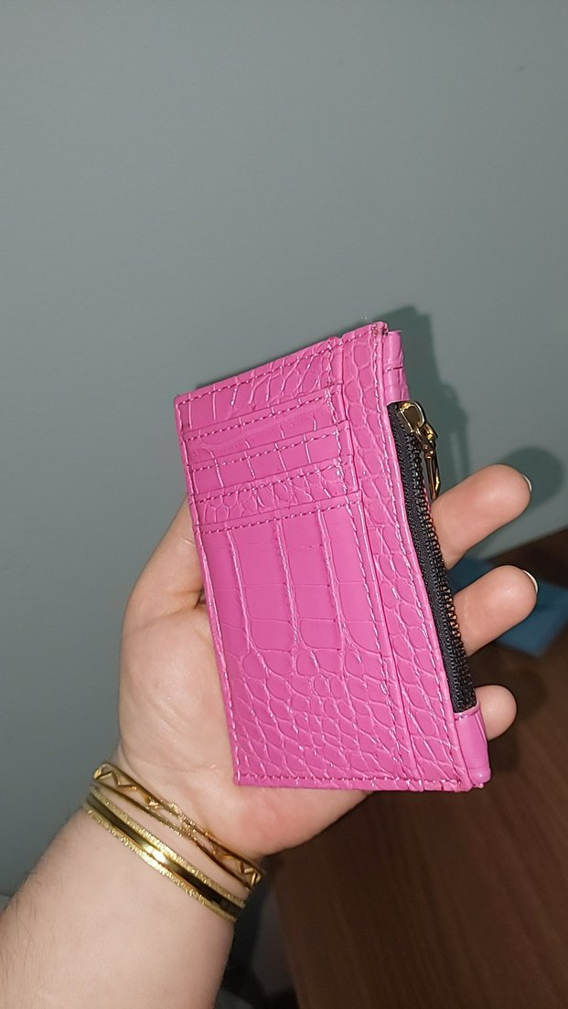 Mor Parlak Deri Fermuarlı Kadın Cüzdanı Kartlık - Görsel 3