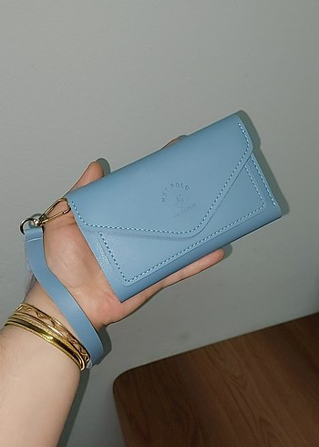 Mavi Deri Kadın Portföy Cüzdan - Görsel 2