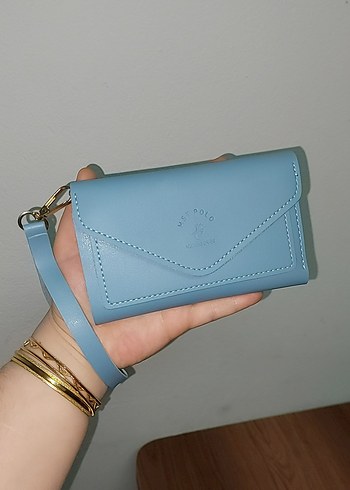 Mavi Deri Kadın Portföy Cüzdan - Görsel 5