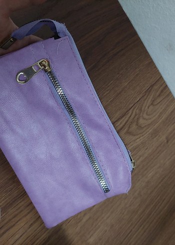 Mor Süet Fermuarlı Kadın El Çantası Cüzdan - Görsel 2