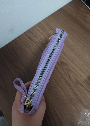 Mor Süet Fermuarlı Kadın El Çantası Cüzdan - Görsel 5