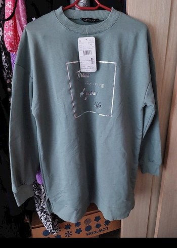 Kadın Mint Yeşili Sweatshirt Salaş - Görsel 2