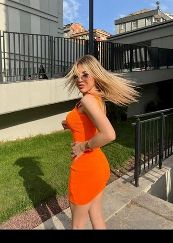 Parlak Turuncu Mini Fit Kadın Elbise - Görsel 2