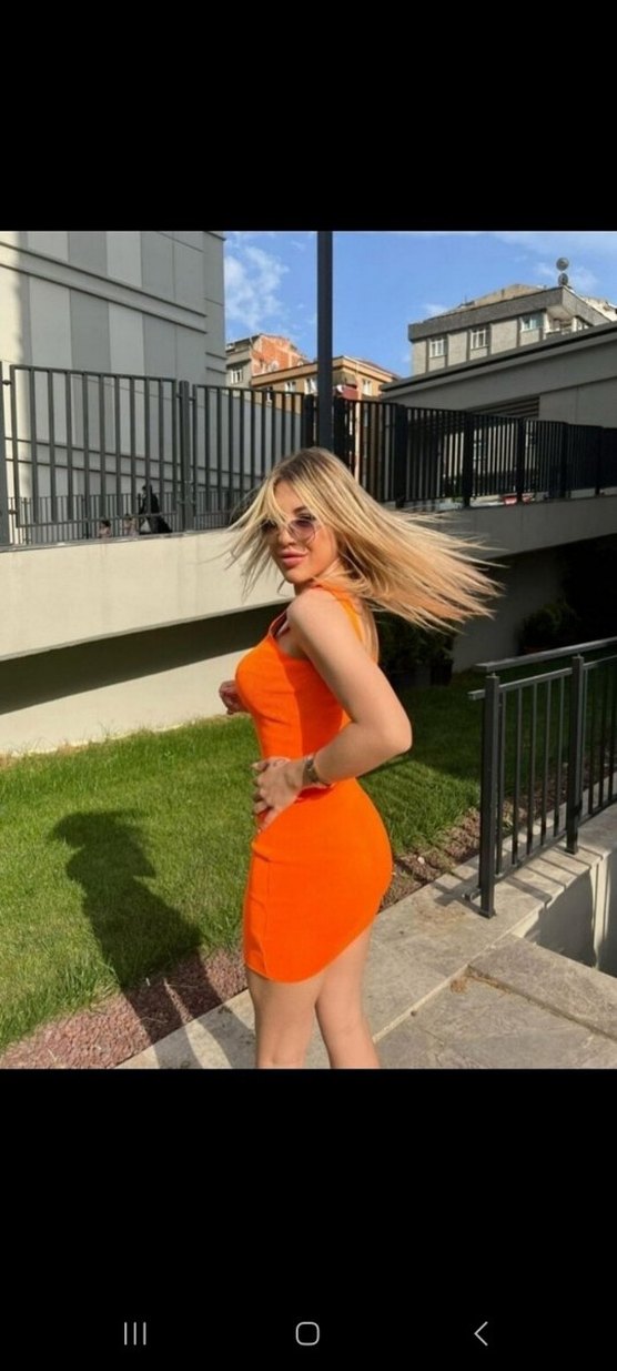 Parlak Turuncu Mini Fit Kadın Elbise - Görsel 2