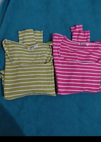 Çizgili Uzun Kollu Fitilli Crop Kazak - Görsel 2