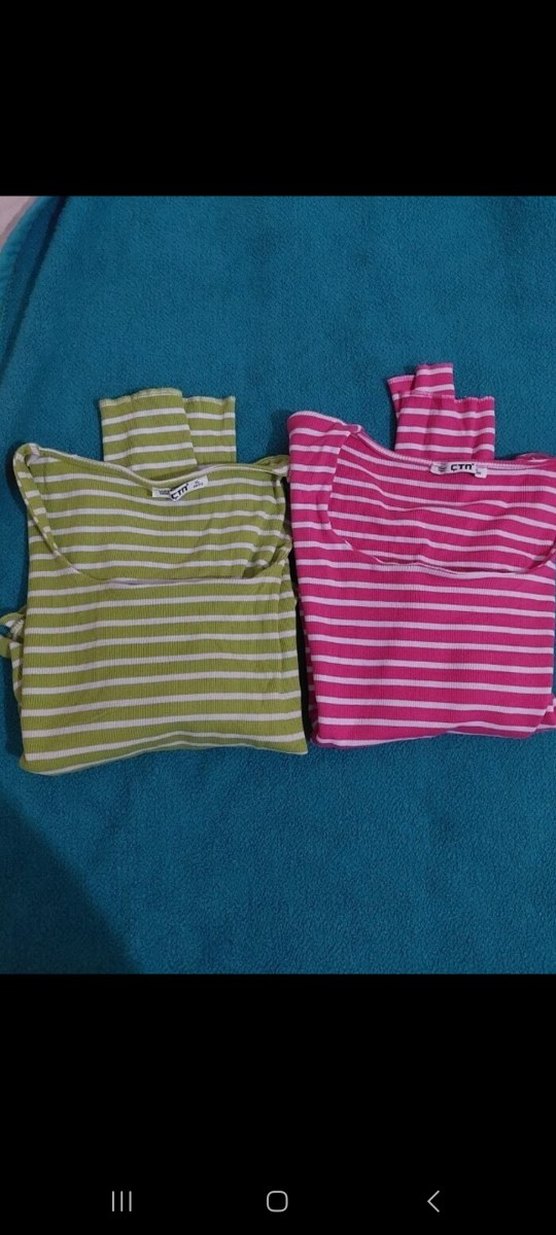 Çizgili Uzun Kollu Fitilli Crop Kazak - Görsel 2