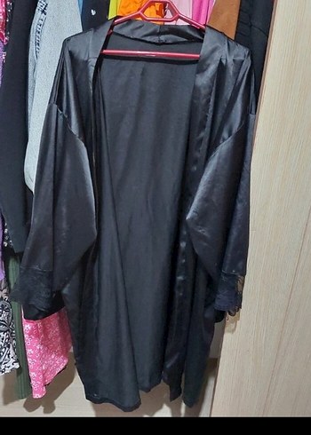 Siyah Uzun Kollu Midi Gotik Kadın Sabahlık - Görsel 2