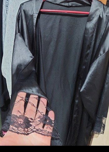 Siyah Uzun Kollu Midi Gotik Kadın Sabahlık - Görsel 4