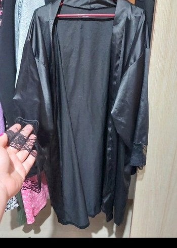 Siyah Uzun Kollu Midi Gotik Kadın Sabahlık - Görsel 3