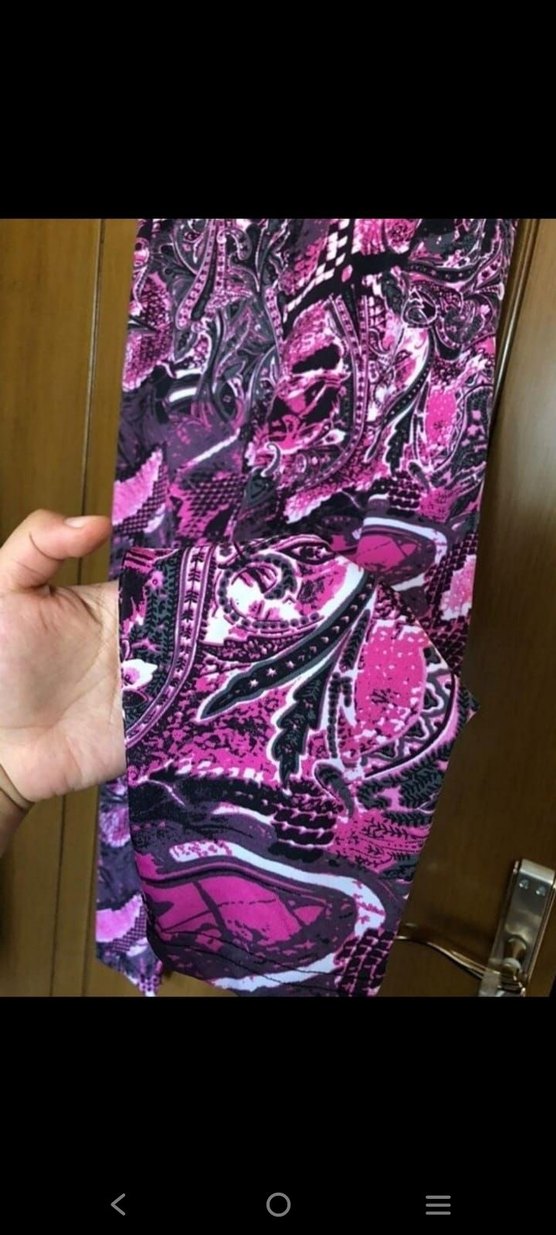 Kadın Dijital Baskı Pembe Desenli Tayt - Görsel 2