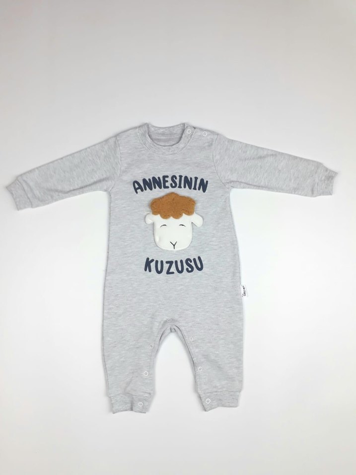 Gri Desenli Örme Çocuk Uyku Tulumu - Görsel 2