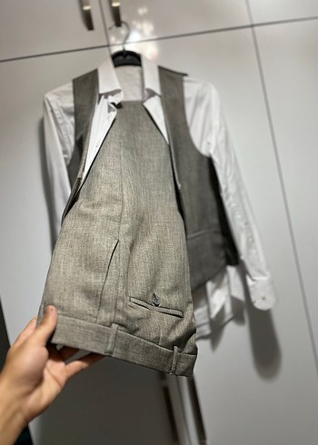 Gri Modern Klasik Erkek Takım Elbise - Görsel 3