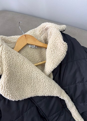 Kürklü siyah Kadın Kışlık Mont - Görsel 3